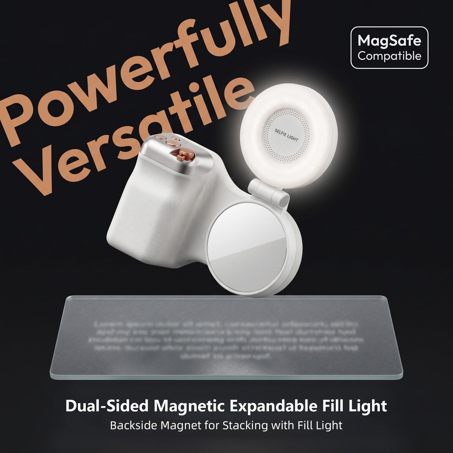 Magnetic Phone Camera Grip with Selfie Light Kit, Wireless Shutter Grip & Adjustable LED Fill Light, Portable Creator Kit for Selfies, Video