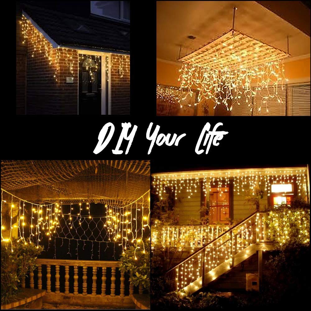 Toodour Christmas Icicle Lights Outdoor, 360 LED 29.5ft 8 Modes Fairy Icicle String Light with 60 Drops, Led Christmas Lights Twinkle for Holiday