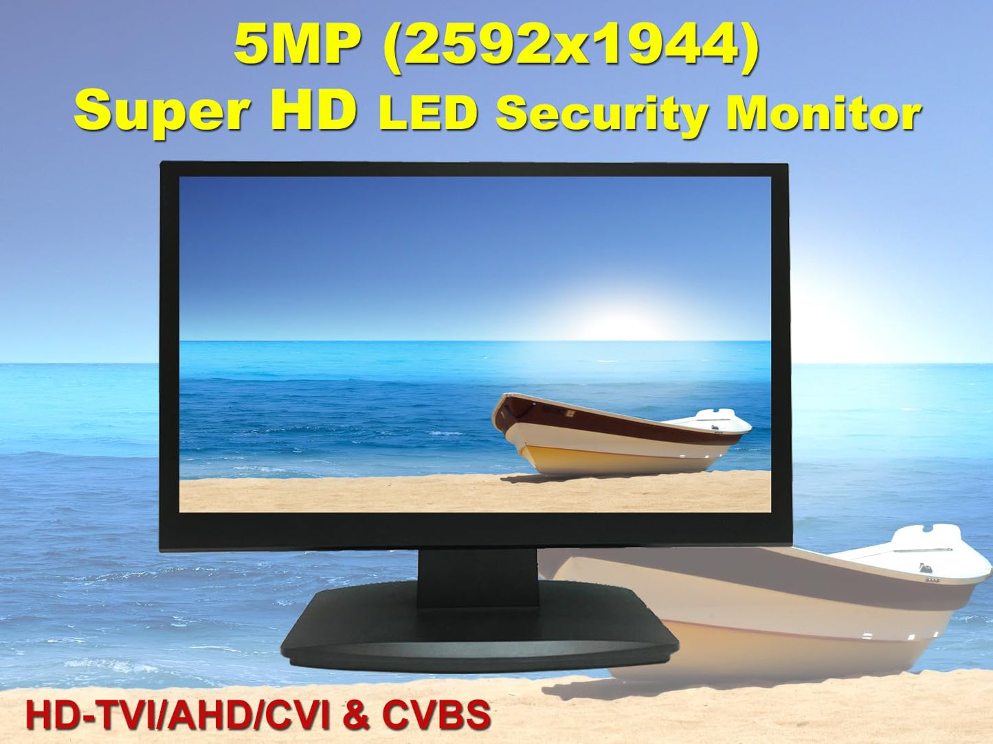 1stPV 23.6" Super HD 5MP/2592x1944 16:9 Professional Security Monitor, 1 HDMI, 2 BNC Inputs(HD-TVI/AHD/CVI/CVBS) & 2 BNC Outputs, working with 5MP