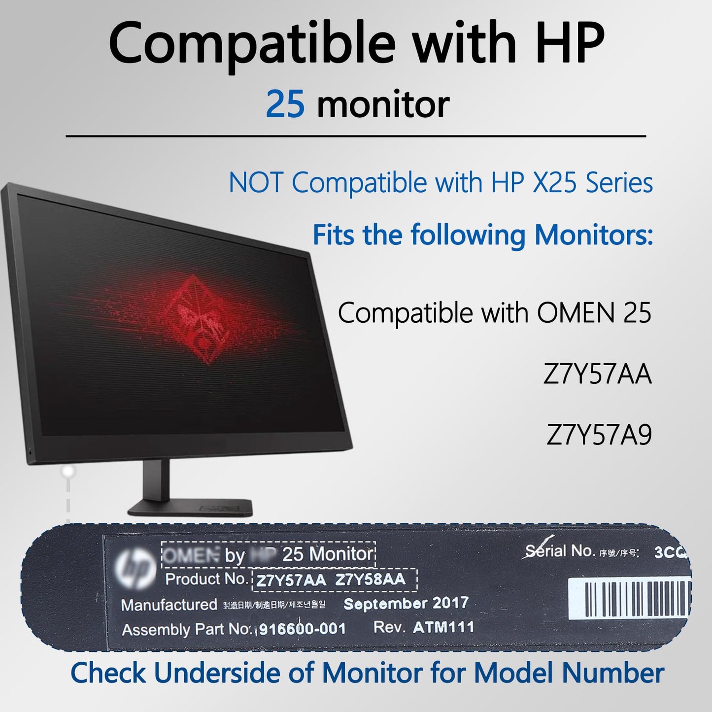 OMEN 25 VESA Mount Adapter Compatible with HP 25" Gaming Monitor?Compatible with OMEN 25, Z7Y57AA, Z7Y57A9?- 75x75 to 100x100 wall Mount Bracket