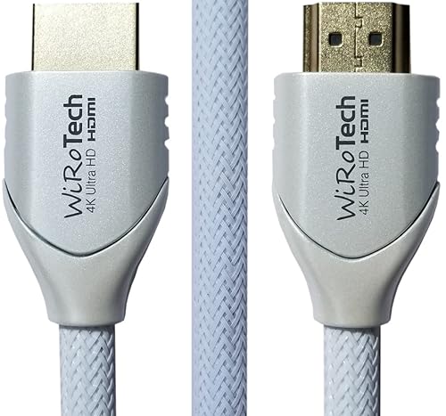 WiRoTech HDMI Cable 4K Ultra HD with Braided Cable, HDMI 2.0 18Gbps, Supports 4K 60Hz, Chroma 4 4 4, Dolby Vision, HDR10, ARC, HDCP2.2 (15 Feet