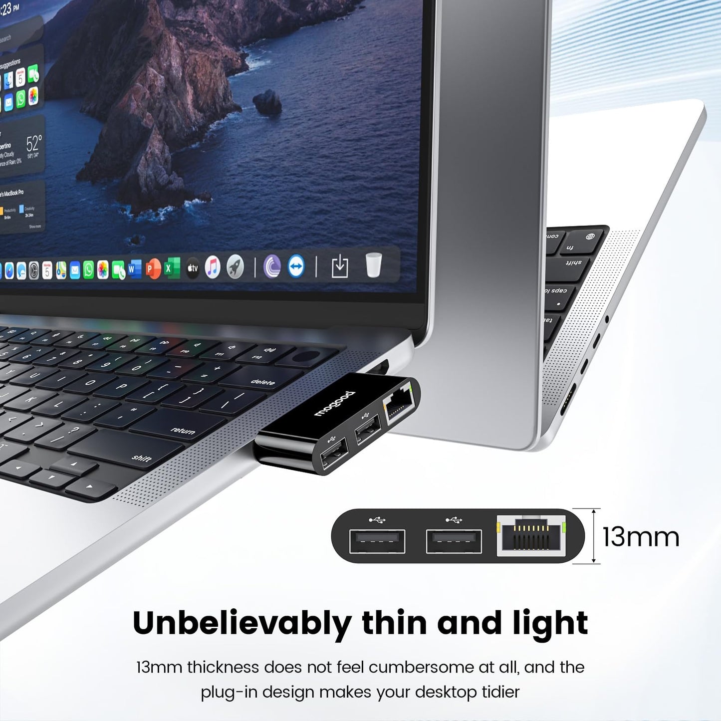 MOGOOD USB C to Ethernet Adapter, Type-C Gigabit Ethernet Adapter, 3 in 1 USB C (Thunderbolt 4/3 Compatible) to RJ45 LAN Network Dongle for MacBook