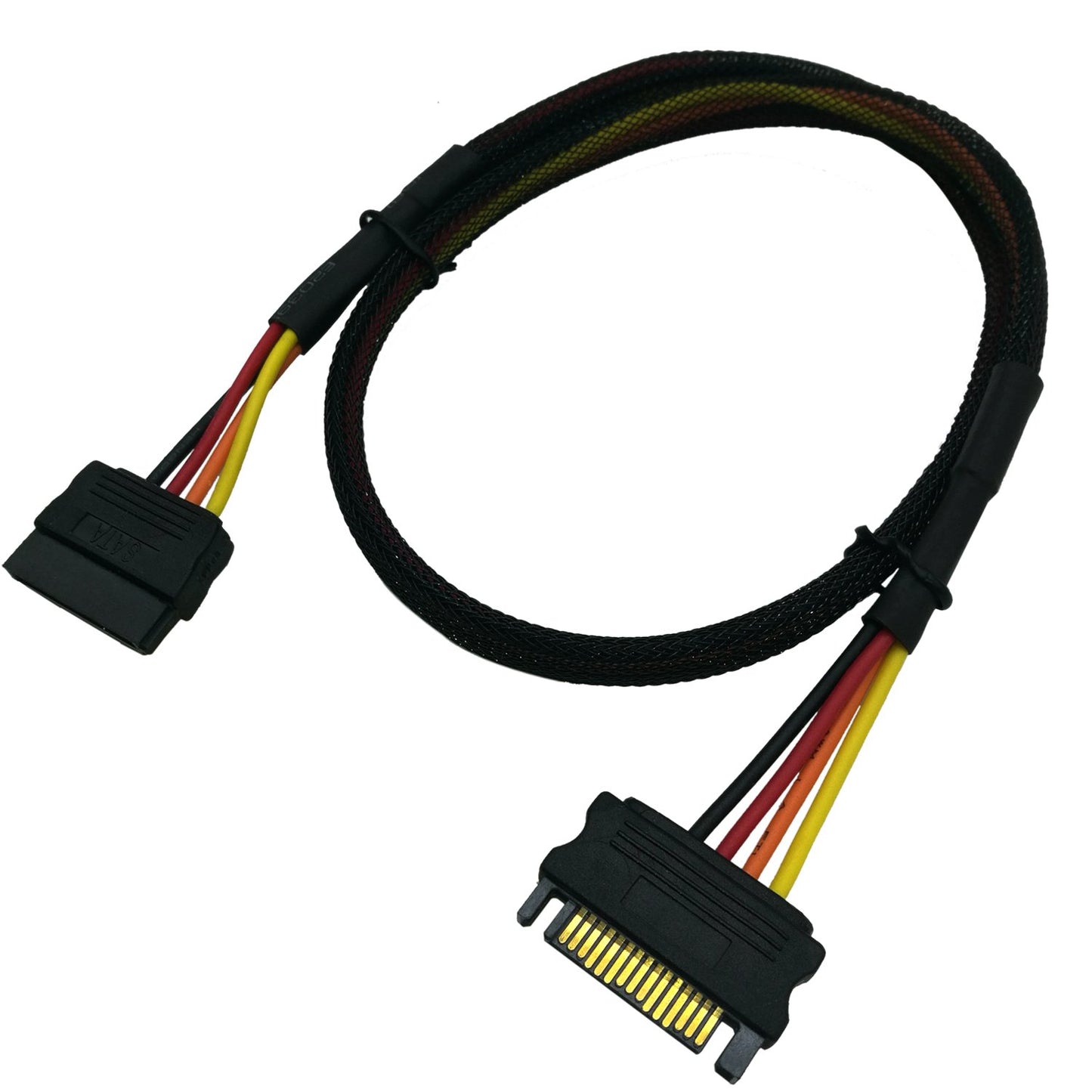 COMeap 15 Pin SATA Power Extension Cable, M/F Serial ATA HDD Hard Drive Adapter Sleeved 24-inch(60CM)