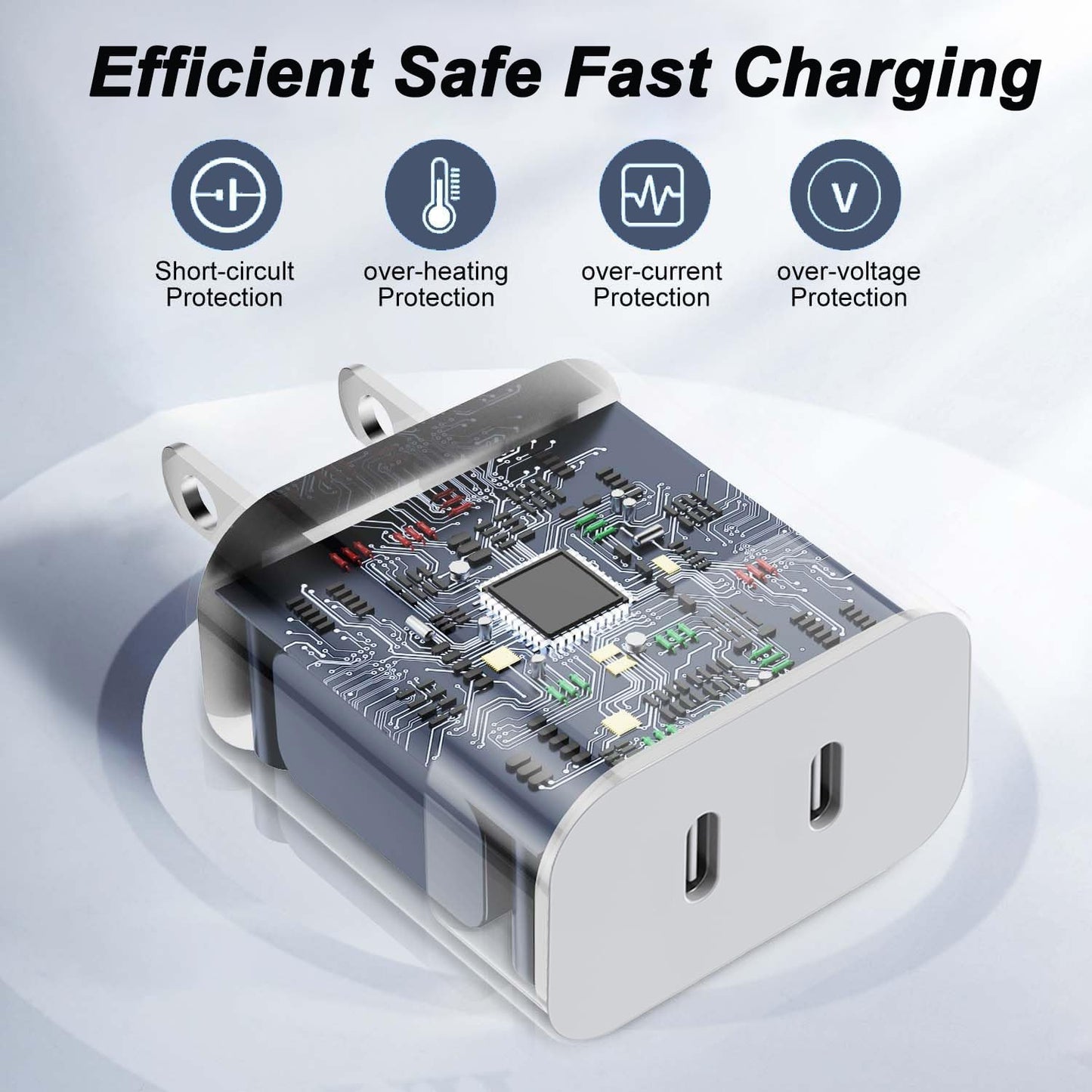 for iPhone Fast Charger,Dual Port USB C iPhone Charger Fast Charging Block,Super Fast Apple Double Type C Wall Charger,2Pack 10FT Quick USB C