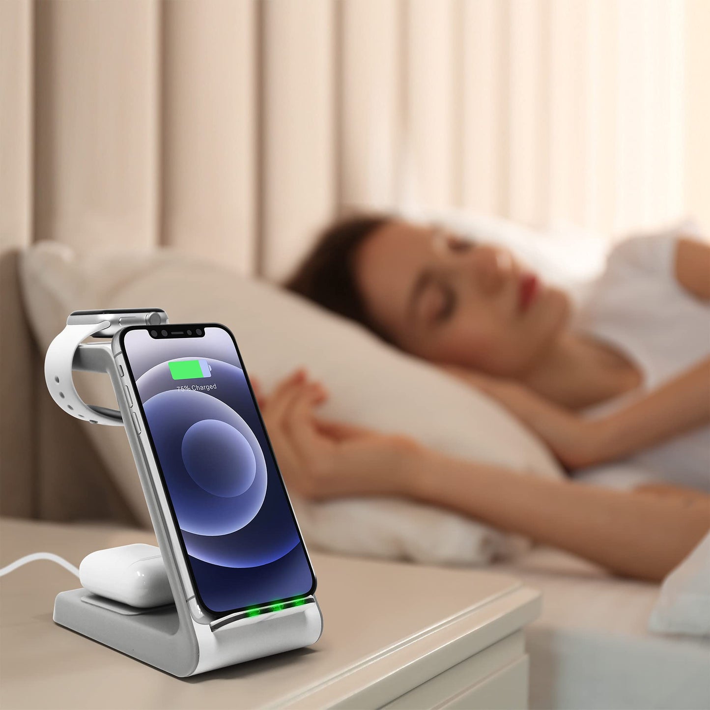 Aduro PowerUp Trinity Pro Wireless Charging Station for Apple Products 3 in 1, Qi Fast Charging Dock for iWatch, AirPods, iPhone 12/12 Pro/SE/11/11