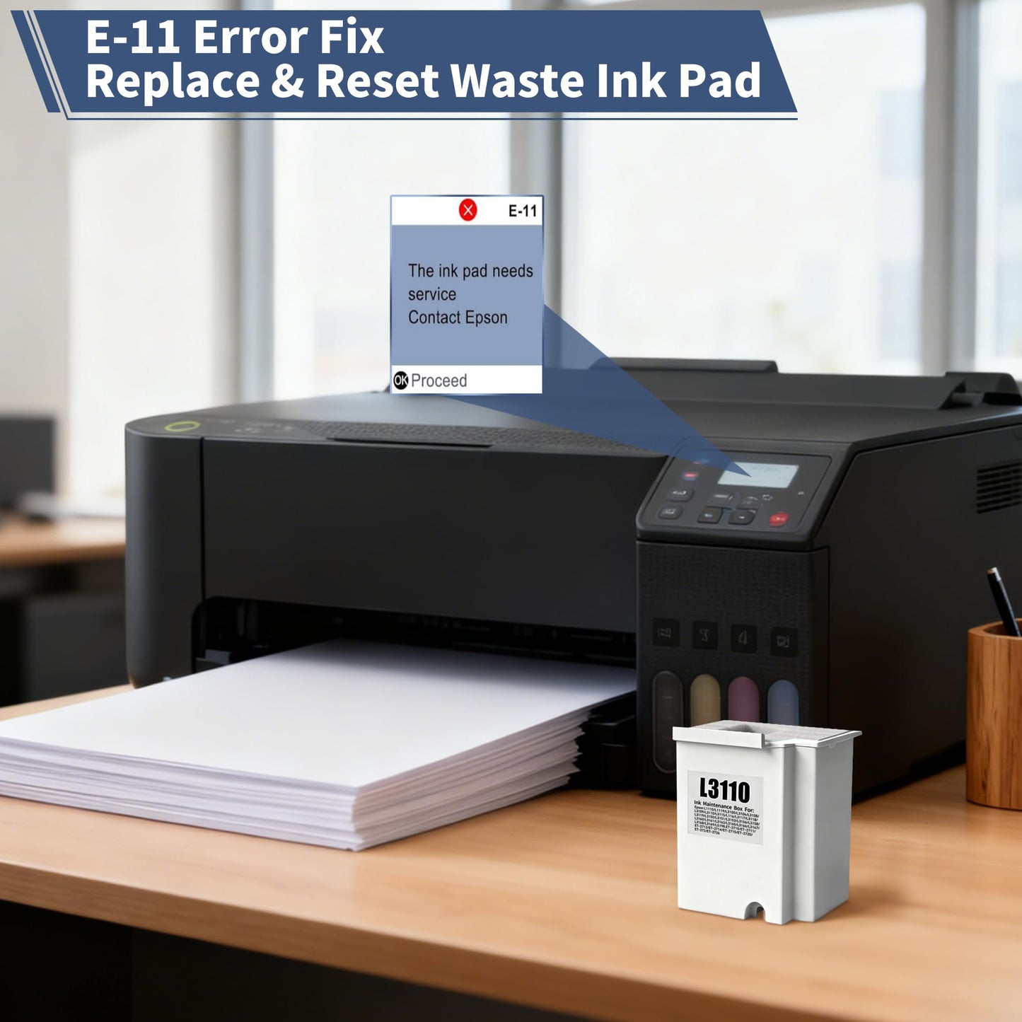 KAMAIXUN Waste Ink Pad Replacement Kit (2 Packs) Compatible Replacement for ET-2712/2726/2720/L3110 Printer, Maintenance Box Included - Printer Repair