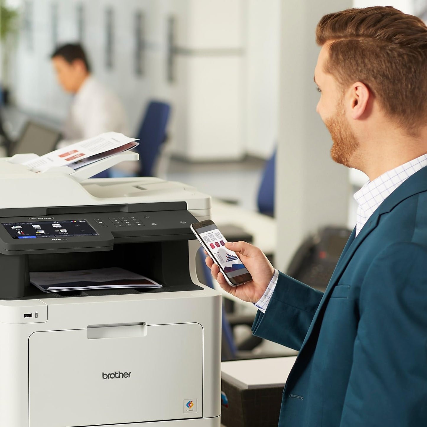 Brother Color Laser All-in-One Printer with Advanced Security, High-Speed 33ppm Printing, Wireless Network, 7 in Touchscreen, Duplex Print and Scan