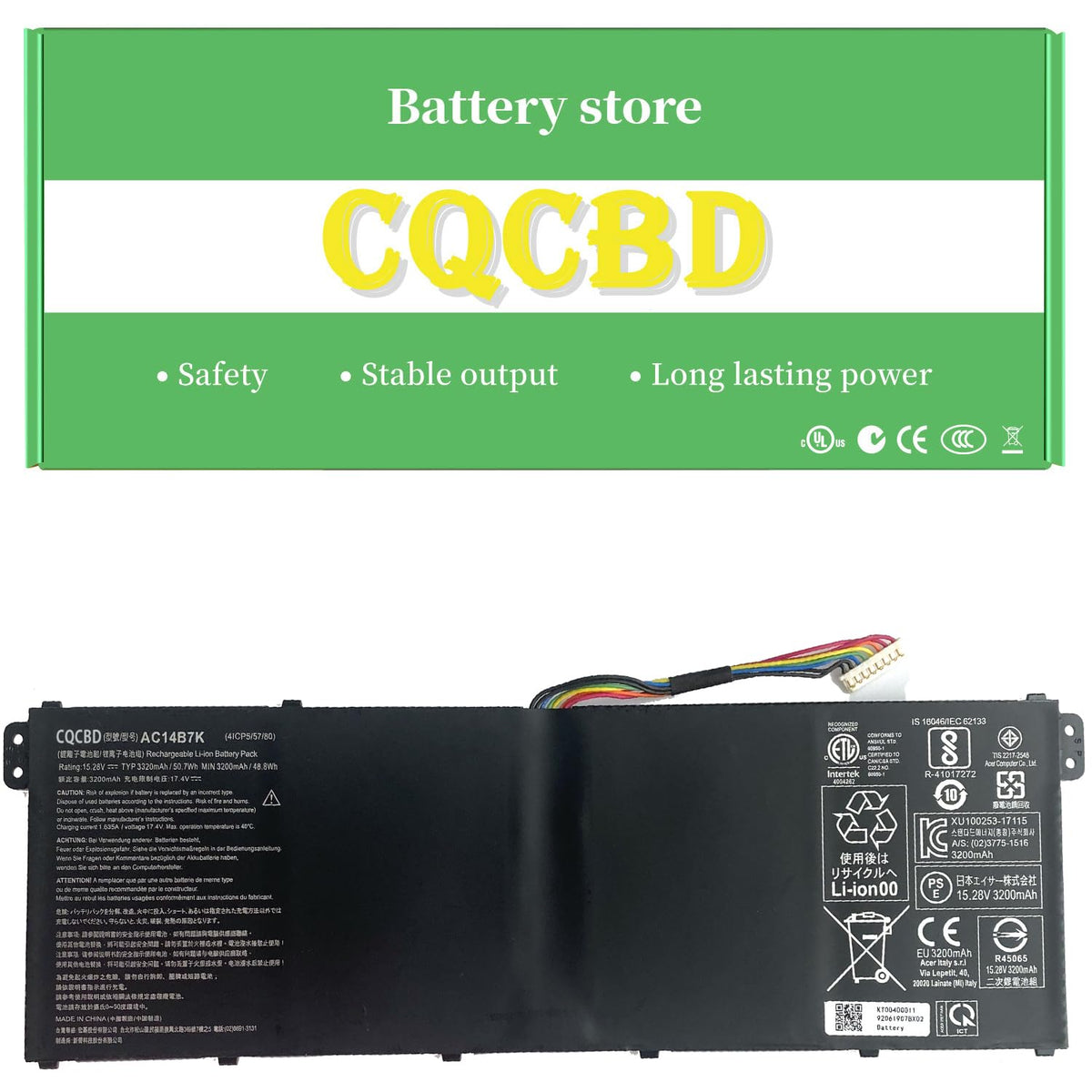 CQCQ AC14B7K Battery or ACER TravelMate P236 TMP236 Swift sf314-54 52G S40-10 N17W7 Nitro 5 Spin NP515 SP515-51GN Swift 3 SF314-54 Swift 3 SF314-52