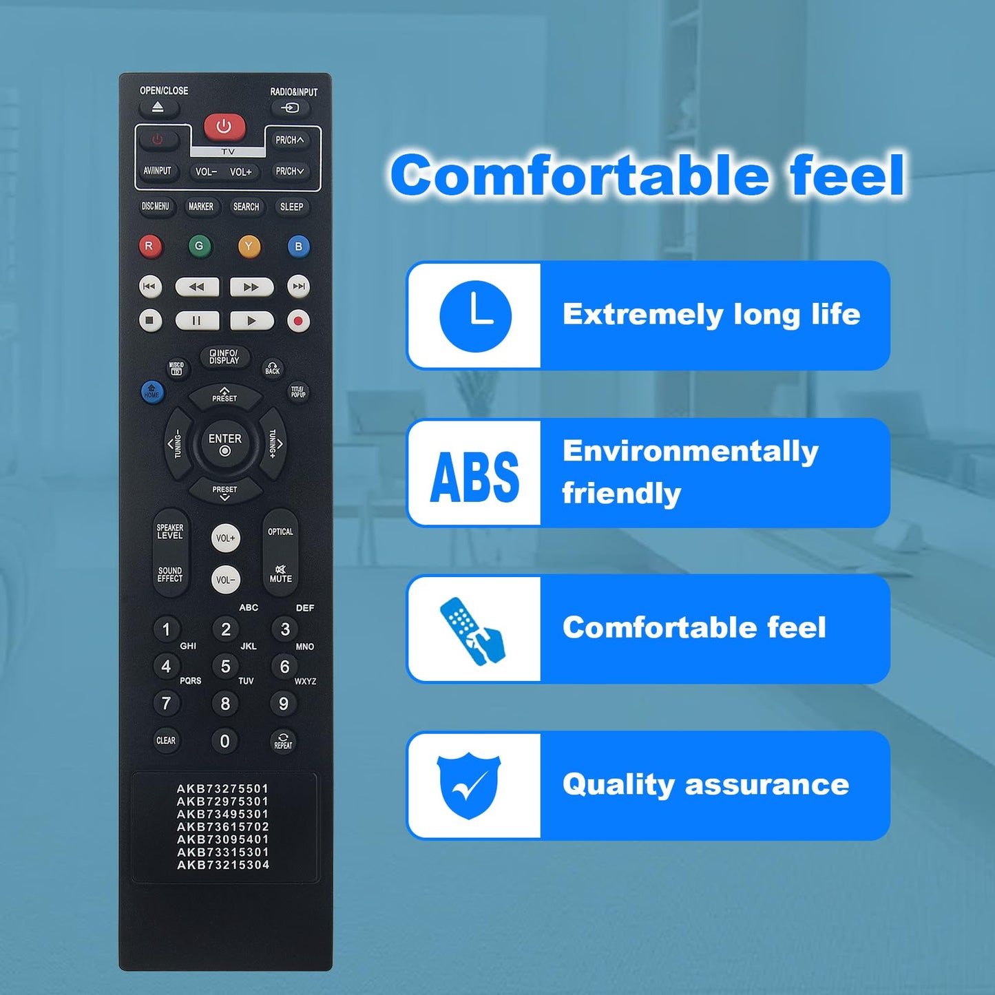 New AKB73095401 Replace Remote fit for LG Blu-ray DISC Player BD611 BD550 BD555 BD611 BD630C BD640 BD640C AKB73275501 AKB72975301 AKB73495301