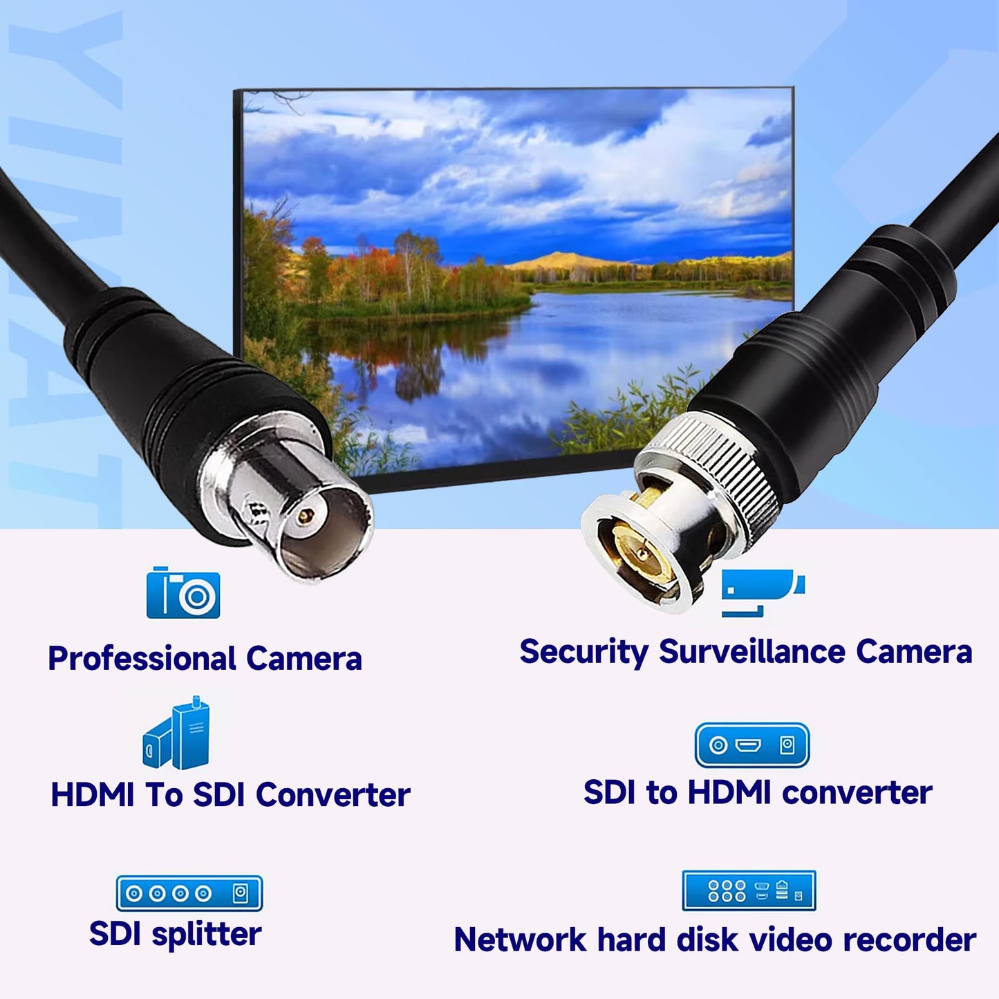 YIMATEECO BNC Extension Cable BNC Male to Female Connector Coaxial Cable CCTV Security Camera Cables RG59 75Ohm 23AWG Pure Copper Conductors Radio