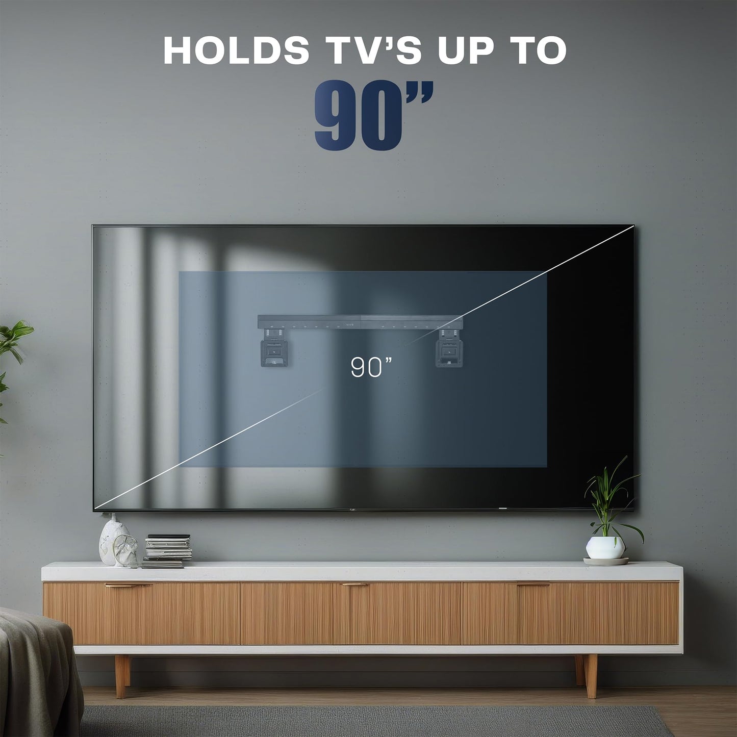 VIVO Universal Micro-Gap Flat TV Wall Mount for 43 to 90 inch Screens, Ultra Slim Profile, Mount-TVMG1
