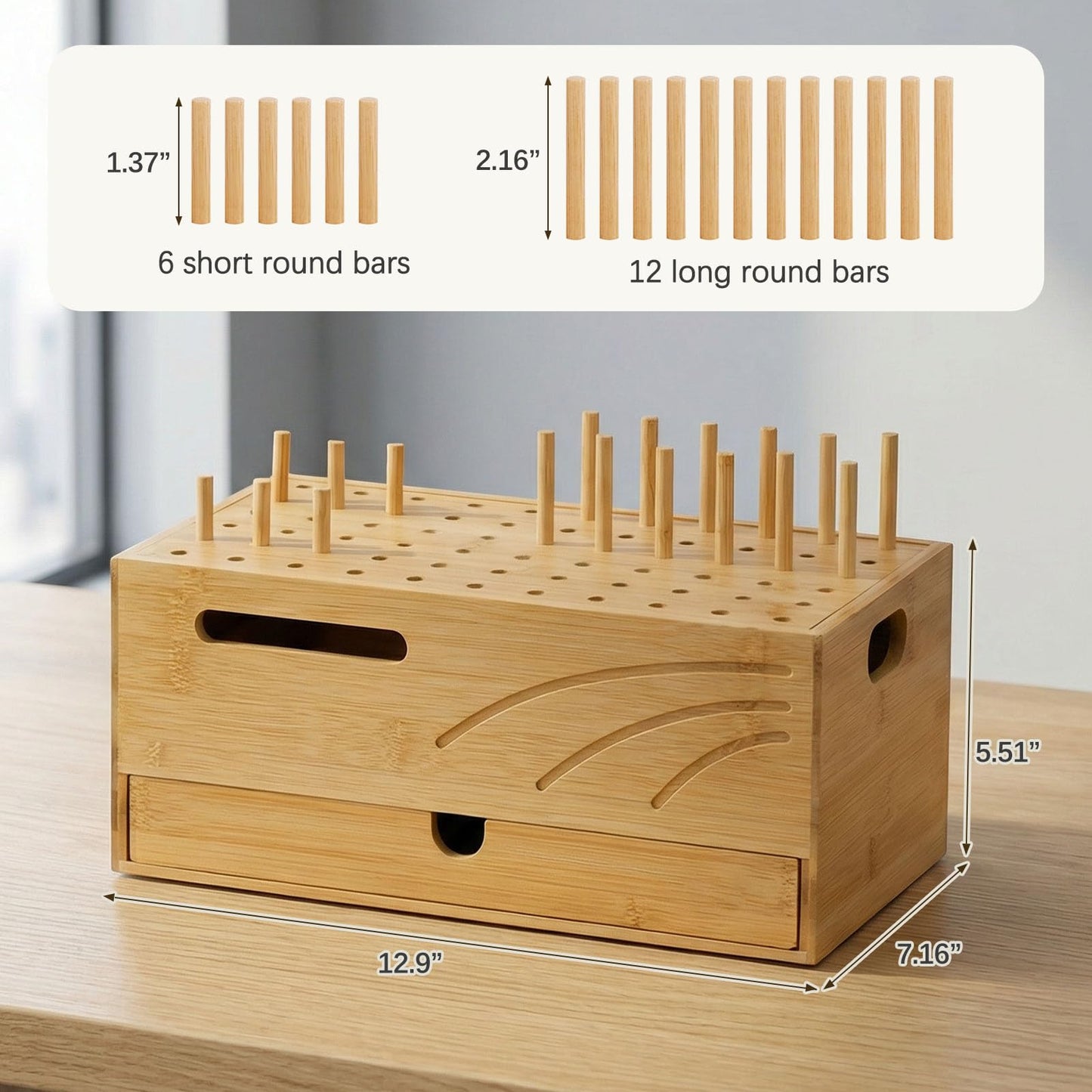 Homde Bamboo Charging Station Organizer: 2 Layer Charger Holder with Drawer for Office Home - Electronic Docking Stand for Multiple Devices, Tablets
