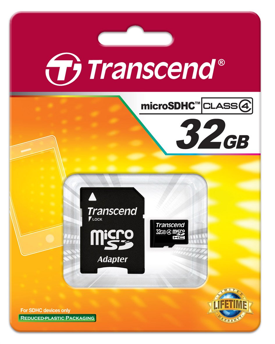 Transcend 32 GB Class 4 microSDHC Flash Memory Card TS32GUSDHC4