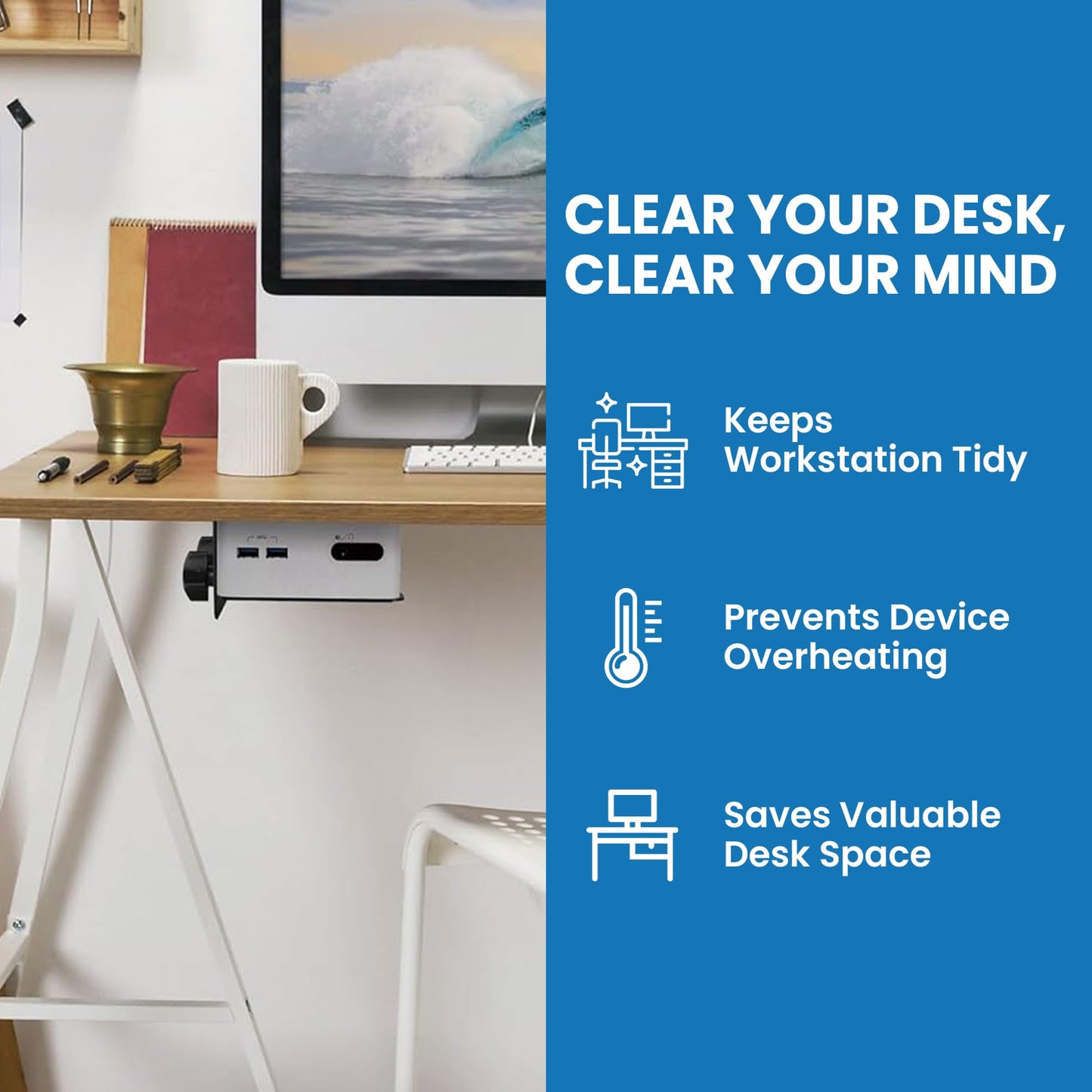 Mount-It! Adjustable Thin Client Mini PC Mount - Under Desk, Wall, Pole, or VESA Monitor Stand - Fits Mac mini, Small CPUs, Thin Clients, Docking
