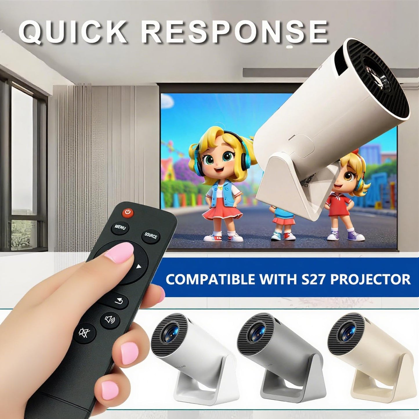 Molgoc Replacement Remote for Mini Projector,Compatible with WiMiUS S27 Projector.