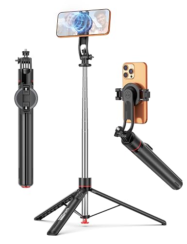 70'' Magnetic Automatic Selfie Stick Travel Tripod for Cell Phone, Auto Opening Phone Tripod Stand with Magnetic Remote, 360° Rotatable Extendable