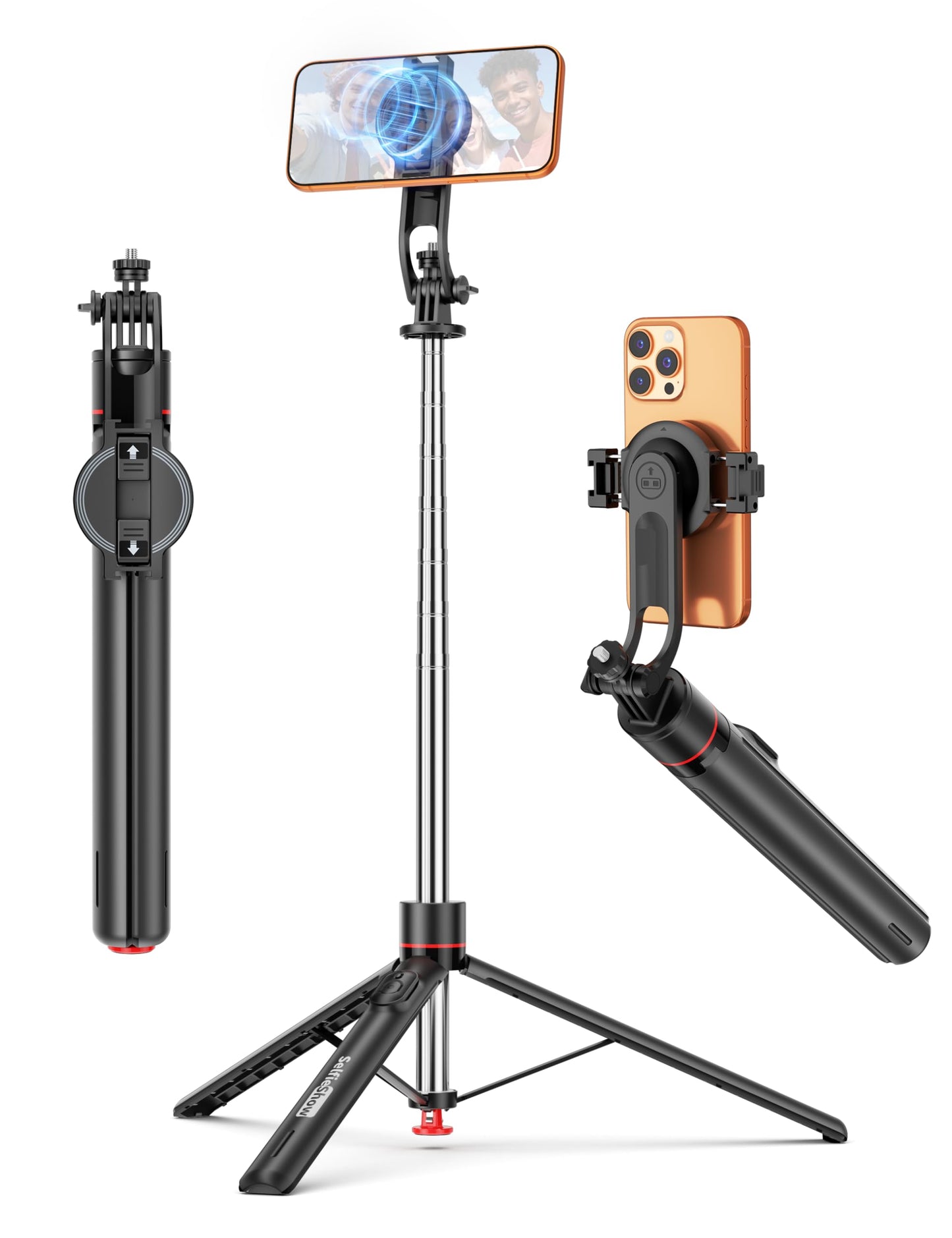 70'' Magnetic Automatic Selfie Stick Travel Tripod for Cell Phone, Auto Opening Phone Tripod Stand with Magnetic Remote, 360° Rotatable Extendable