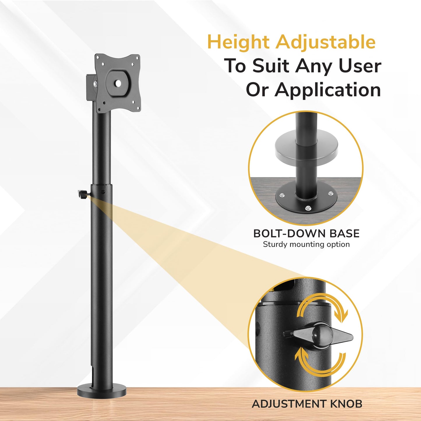 Mount-It! POS Monitor Mount for Retail Checkout & Reception Counters - Extra Tall Height Adjustable Pole with Secure Bolt-Down Base, VESA 75x75