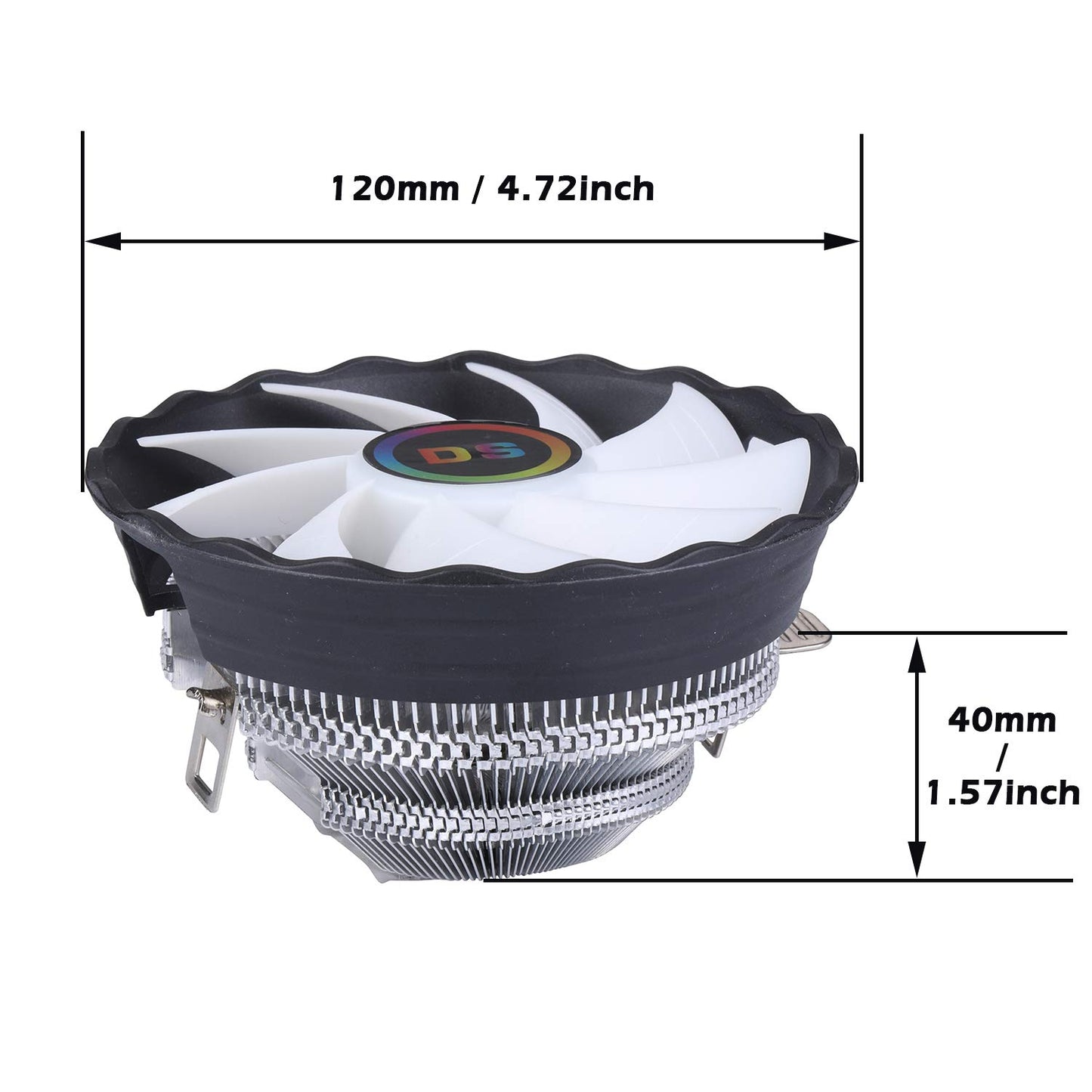 DS leddess 120MM CPU Fan- 1500RPM Aluminum Extruded Cooling Fan with Fixed RGB, Compatible with Intel LGA 1155/1151/775/1366 (2ND C Series)