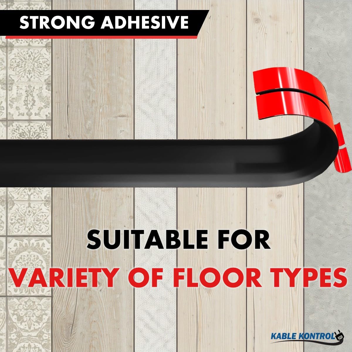 Kable Kontrol Silicone Floor Cord Cover - 5 Ft Flexible Cord Protector, Self Adhesive, for Concealing Extension Cable, Protecting Wires, Prevents