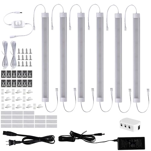 LABOREDUCER LED Under Cabinet Lighting Plug in Warm White 6 Pack,12inches Bar Dimmable Under Cabinet Lights, Under Counter Lights for Kitchen Ultra
