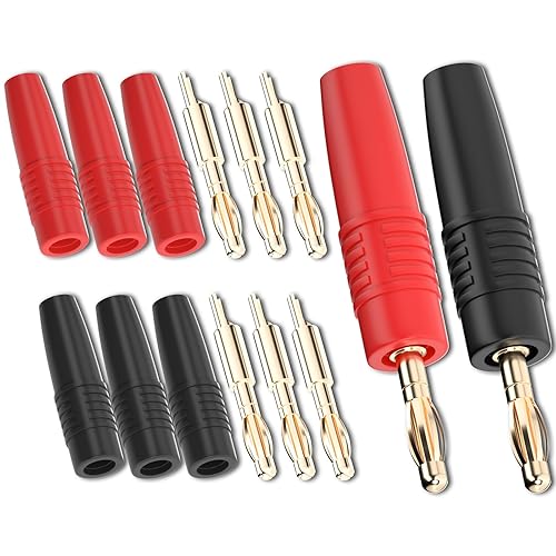 Goupchn 4mm Banana Plug Male Connector Gold Plated Solder Type Adapter 8PCS for DIY Electrical Testing