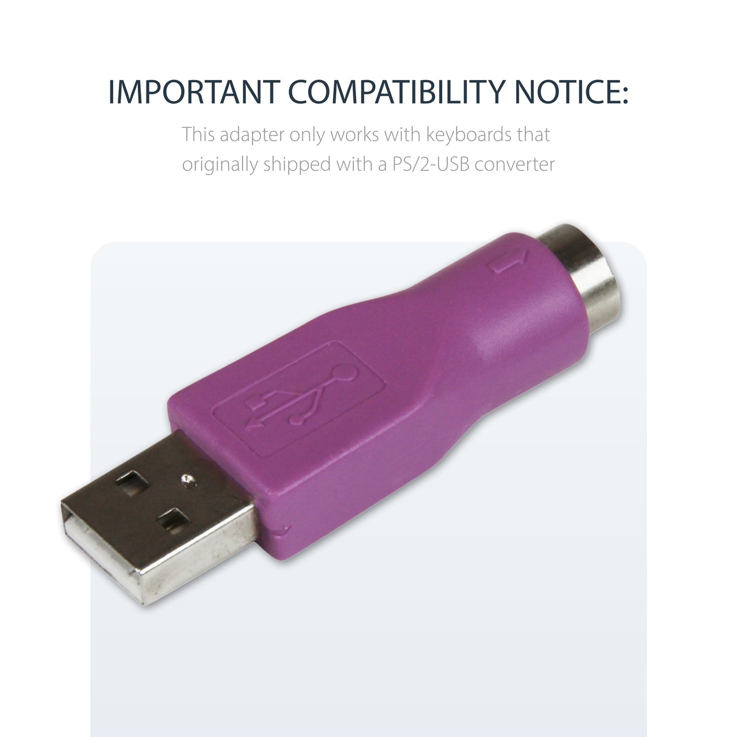 StarTech.com Replacement PS/2 Keyboard to USB Adapter - F/M - Keyboard adapter - PS/2 (F) to USB (M) - GC46MFKEY, Purple