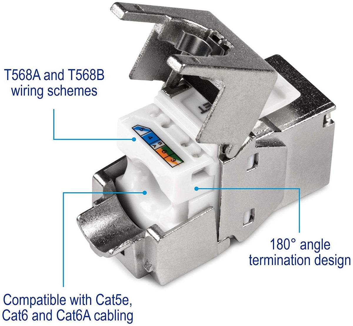 TRENDnet Shielded Cat6A RJ45 Keystone Jack 6-Pack Bundle,TC-K06C6A