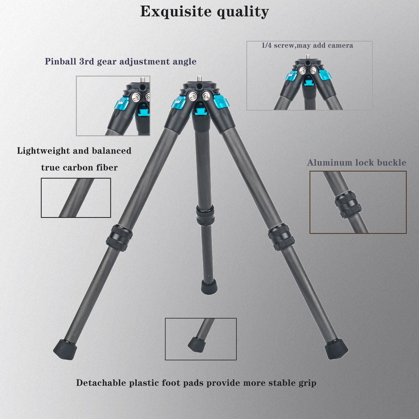 True Carbon Fiber Mini Tripod, Desktop Tabletop Stand Compact Tripod for DJI Smooth 4, Osmo Mobile, Vimble 2, Gimbal Handle Grip Stabilizer,for
