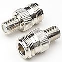 ANHAN F Type Female to N Type Female Connector Adapters RF Coax Straight Antenna Adapter 2Packs