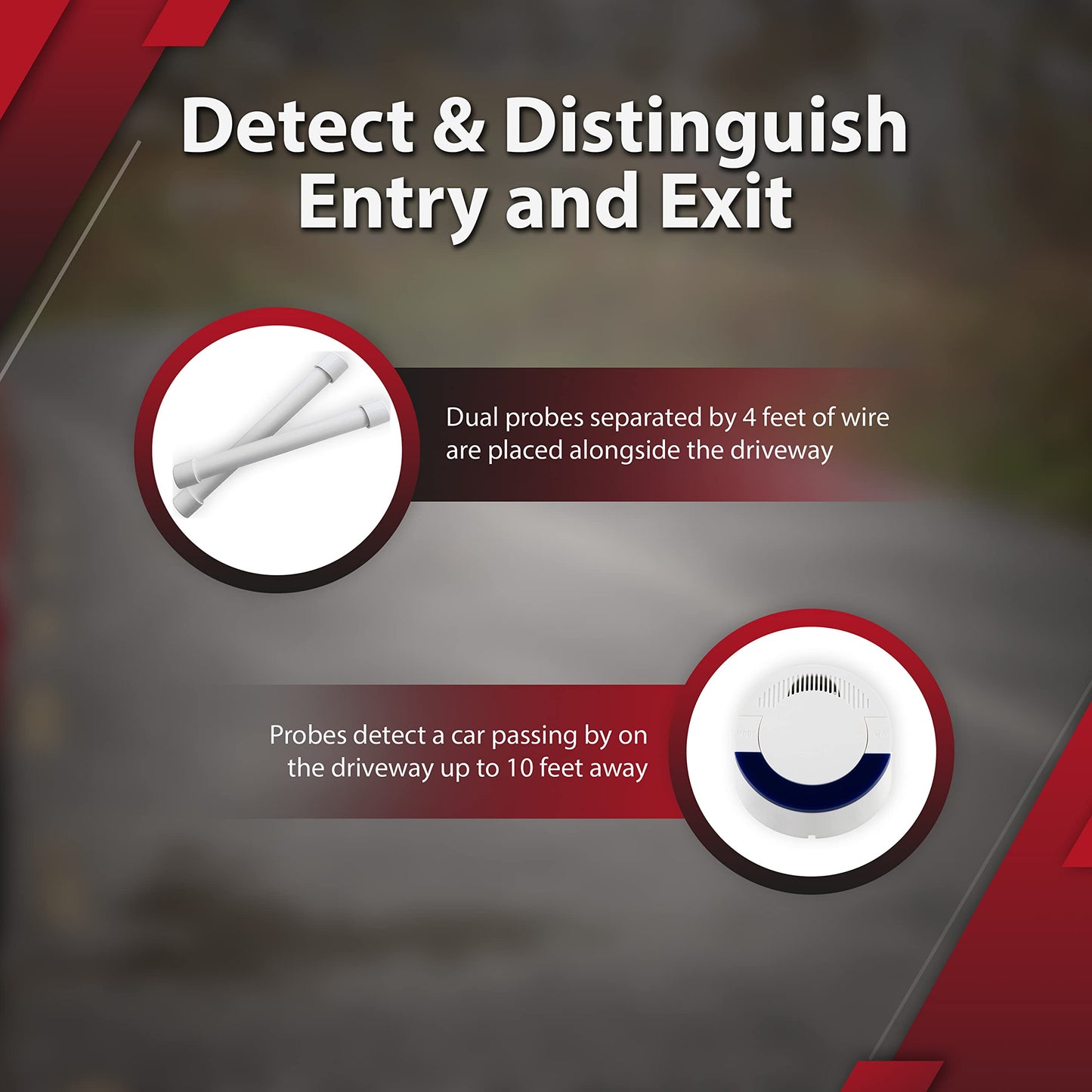 Dakota Alert Driveway Alarm System -DUAL-4000, Includes DCR-4000 Receiver & DAPT-4000 Transmitter, Detects Inbound & Outbound Traffic, Driveway Alarms