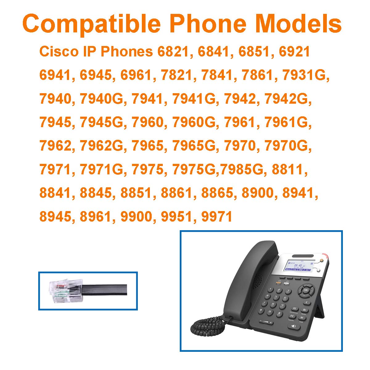 N/X KEMEILE Telephone Headset with Noise Cancelling Mic, Corded RJ9 Phone Headset Compatible with Cisco CP-7821 7841 7942G 7931G 7940 7941G 7945G 7960