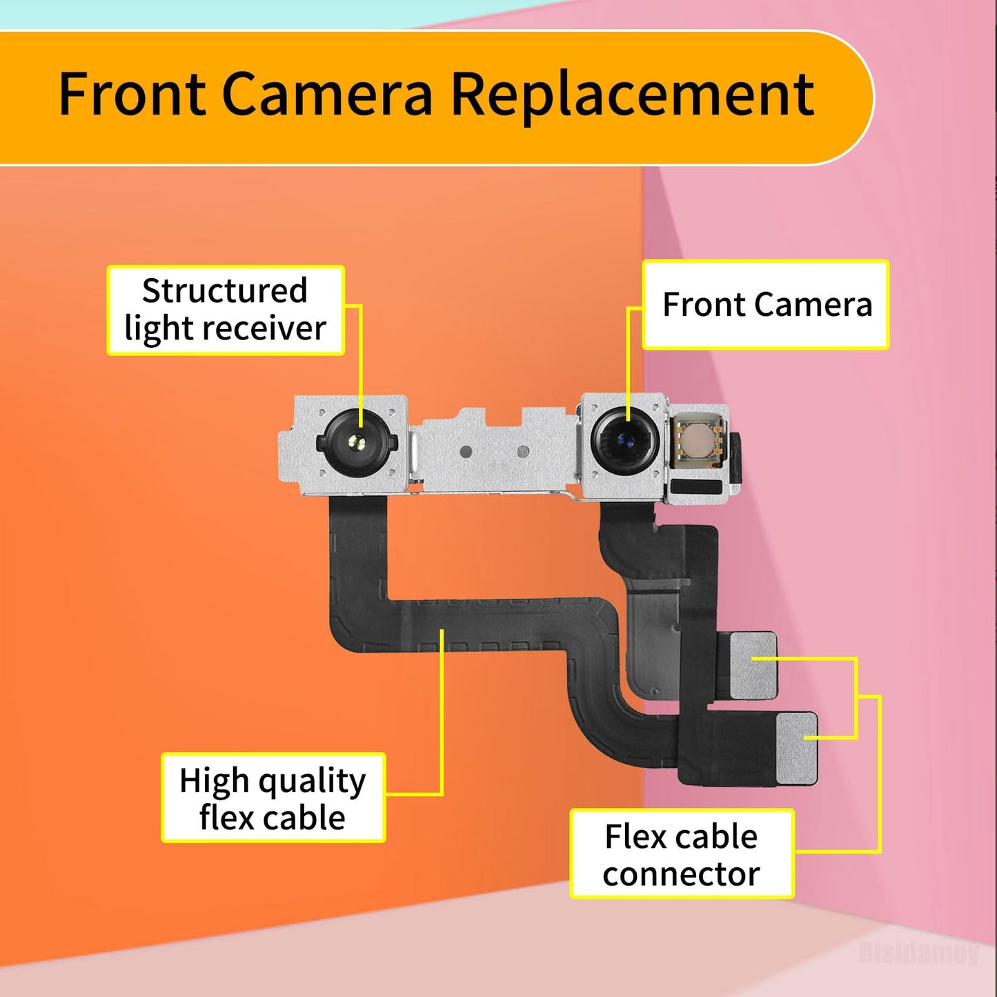 Risidamoy Front Camera Replacement for iPhone XR 7MP Facing Lens Module Flex Cable with Structured Light Receiver Replace Transmitter Sensor Connector