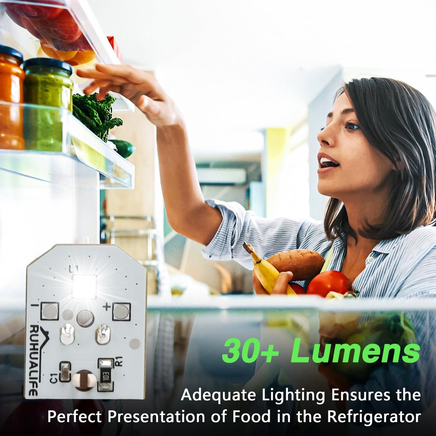 RUHUALIFE 6 PCS Refrigerator LED Lights Refrigerator Bulbs Refrigerator Lamp Modules Compatible with GE Replace#: WR55X30602 WR55X26486 WR55X11132