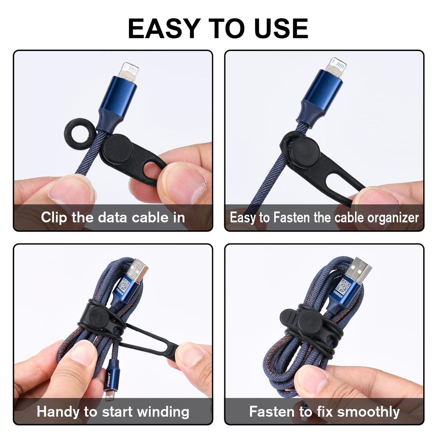 32Pcs Silicone Cable Ties, Data Cable Organizer Silicone Cable Straps Cord Ties Wrap Reusable Wire Organizers Elastic Cables Cord Management