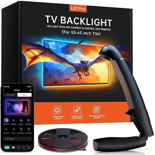 FFJ TV LED Backlight with Sensor, 14.7ft Cuttable RGB Lights that Change with TV for 55-65 Inch Screen and PC Monitor, Smart App Control, Game & Music
