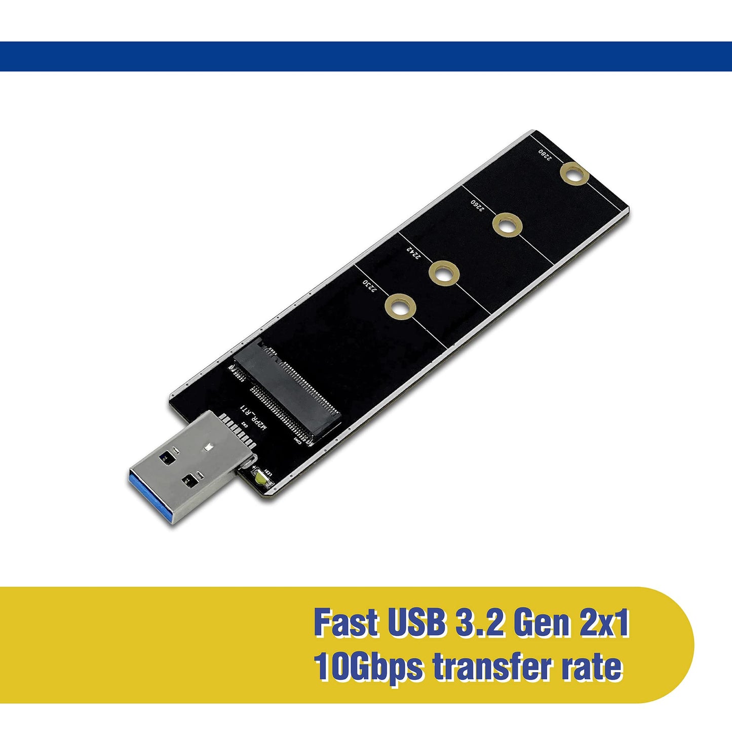 MICRO CONNECTORS M.2 NVMe & SATA SSD to USB 3.2 Gen 2x1 Type-A Adapter (NVME-S32USBA), Black