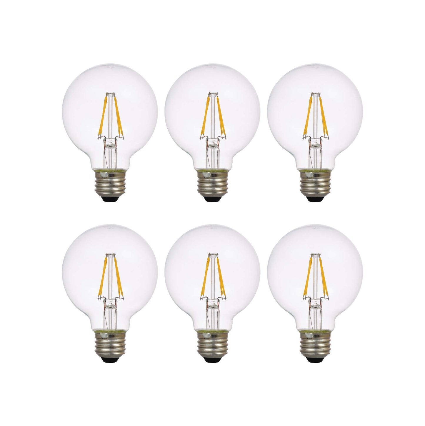 Sylvania LED TruWave Natural Series Globe Light Bulb, 40W Soft White Medium Base, Dimmable, Clear - 6 Pack