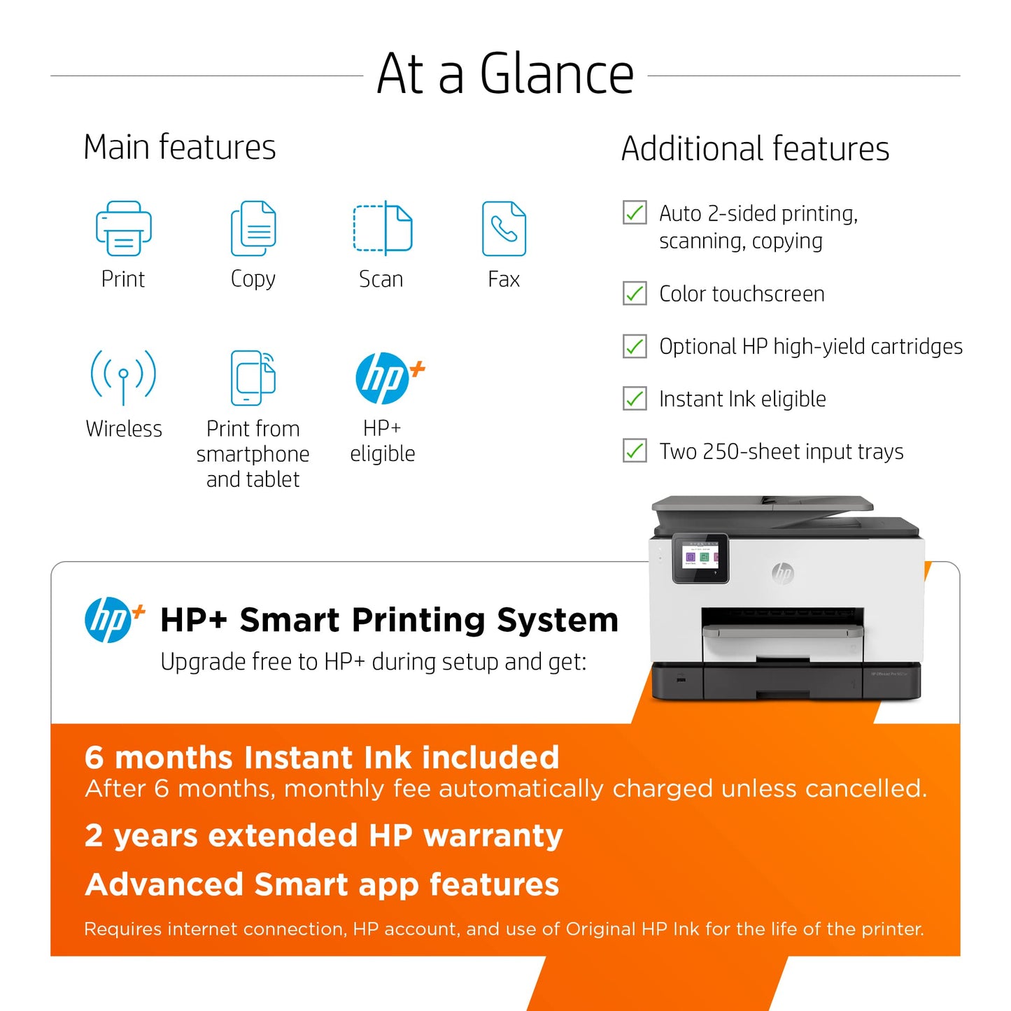HP OfficeJet Pro 9025e Wireless Color All-in-One Printer with bonus 6 free months Instant Ink with HP+ (1G5M0A)