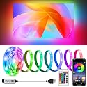 HOUHUI LED Strip Lights for TV, 9.8Ft RGB LED Lights for 32-50in TV Behind, App Control Music Sync Strip Lights IP65 Waterproof with Remote, USB LED