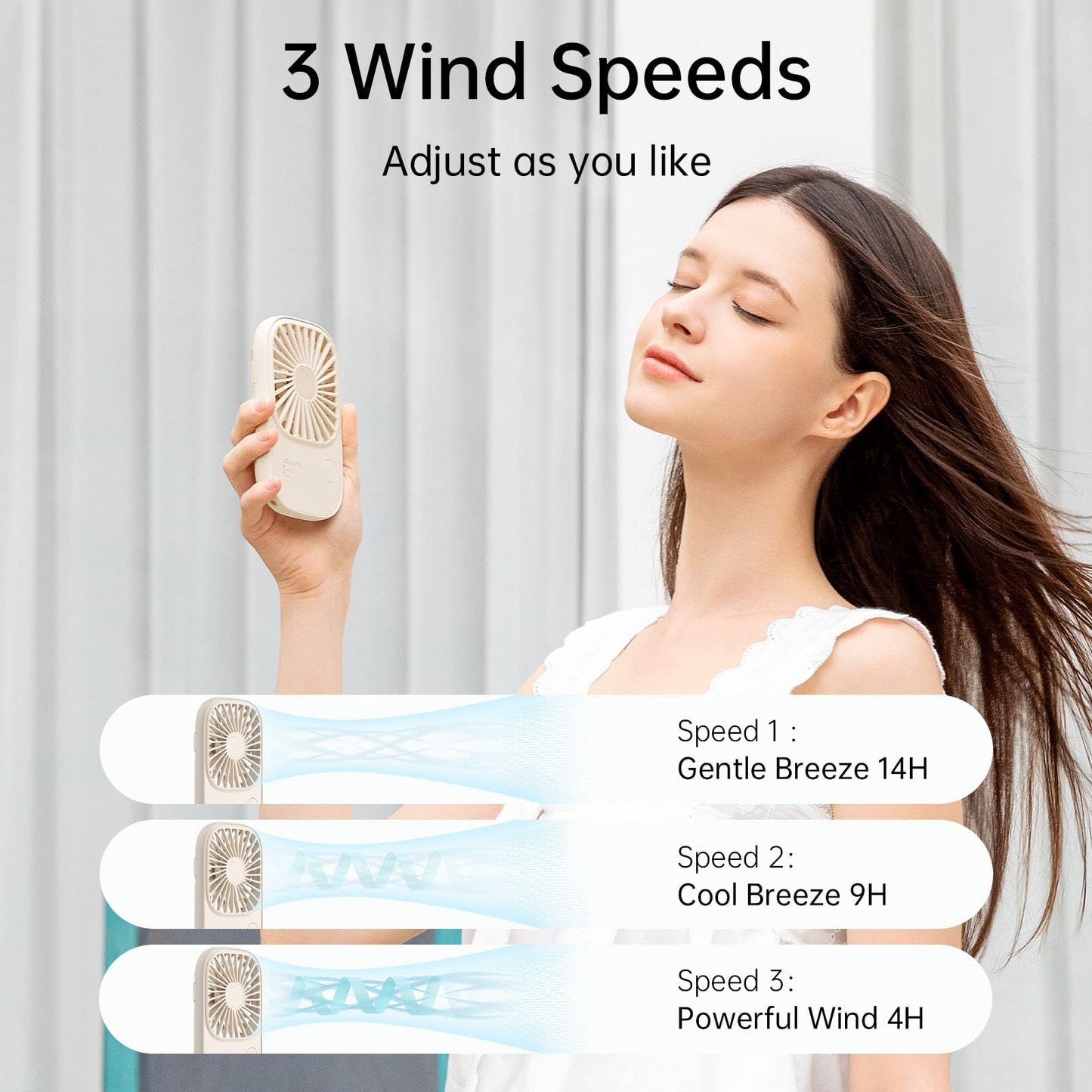 JISULIFE Handheld Mini Lash Fan with Bracket, Small Portable USB Rechargeable Personal Makeup/Eyelash Fan with 3 Speeds for Women Mom Girls Office