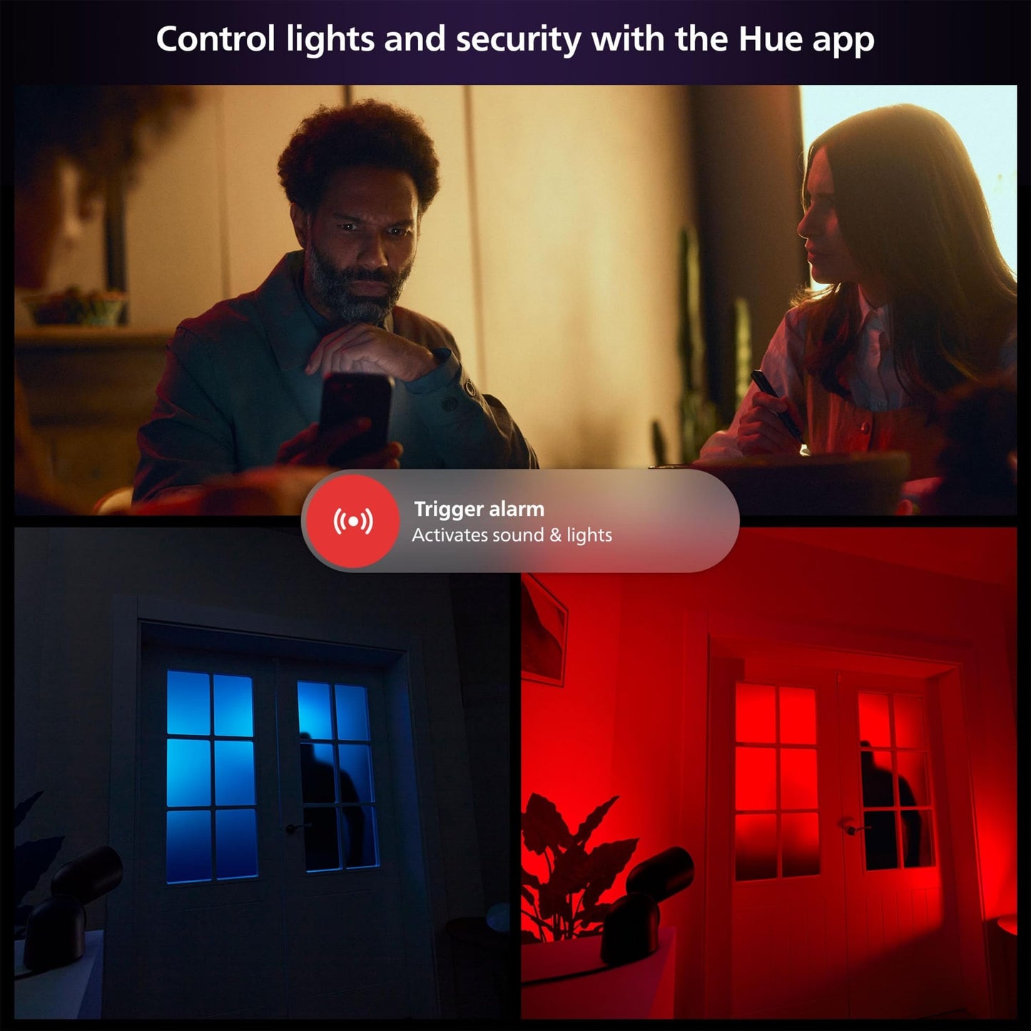 PHILIPS Hue Secure Wired Smart Home Security Camera, Black, 1 Pack, 1080P HD, Night Vision Camera, Motion Detection Home Security System, Two-Way
