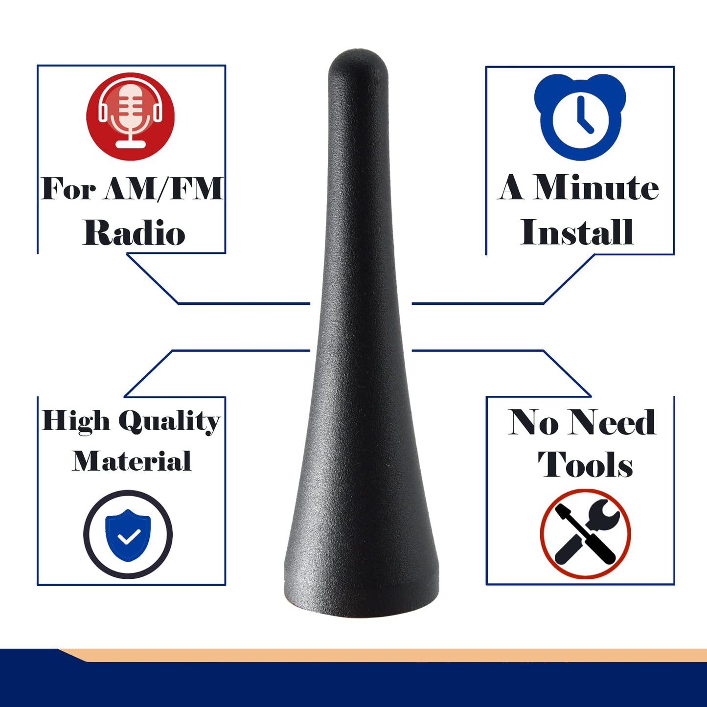 Anina Antenna Mast Replacement 3.8 Inch for 2010-2014 Ford Mustang, 2013-2023 Ford Transit, 2013-2019 Lincoln MKZ AM/FM Radio Stubby Aerial Short