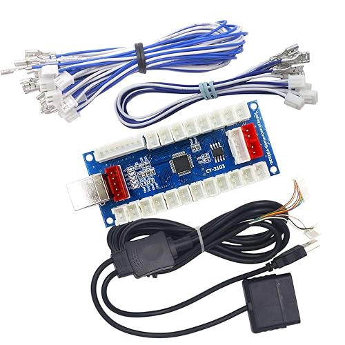 SJ@JX Arcade Controller Zero Delay Encoder PCB Board Arcade DIY Kit Joystick Button 5V Power for PC Raspberry Pi Android PS2 PS3
