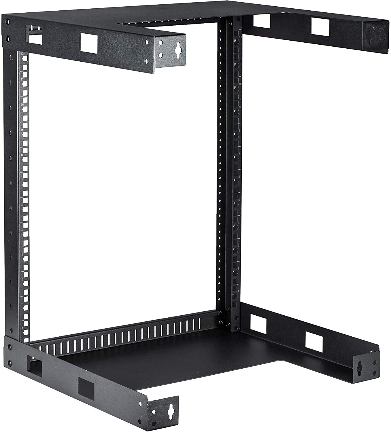 Kenuco Black 12U Wall Mount Open Frame Steel Network Equipment Rack 17.75 Inch Deep - Black - 12U Deep - W19'' x D17.75'' x H24.5'' (REG-12U)