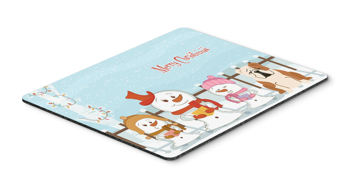 Caroline's Treasures BB2456MP Merry Christmas Carolers English Bulldog Fawn White Mouse Pad, Hot Pad or Trivet for Home Office Gaming Working