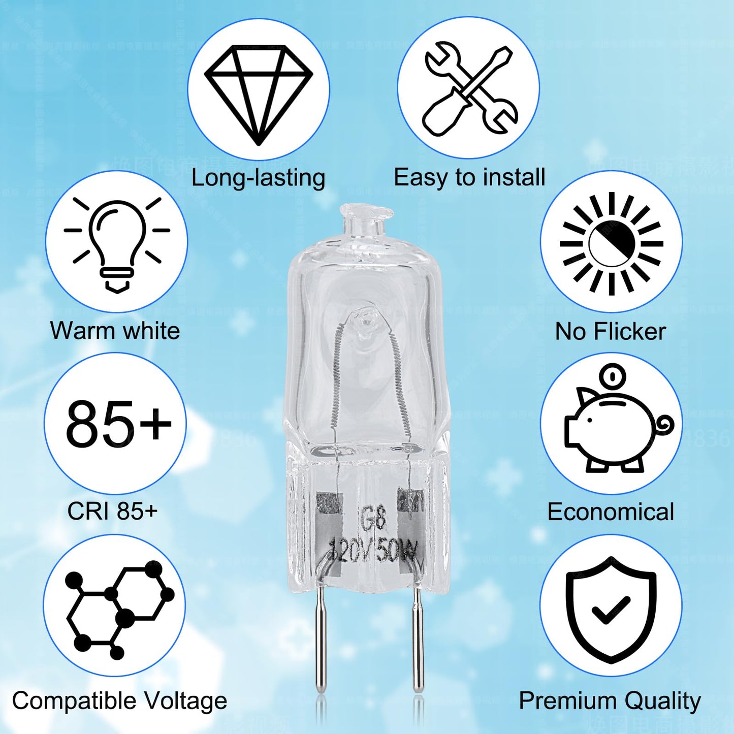 G8 Halogen Light Bulbs, Light Bulb Lamp for GE Microwave Oven 120V 50W