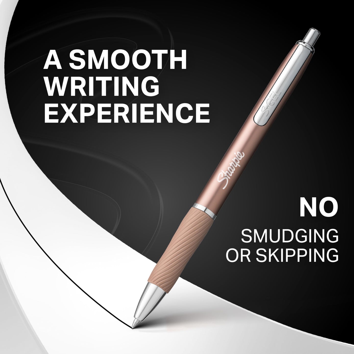 Sharpie S-Gel, Gel Ink Pens, Medium Point (0.7mm), Sleek Metal Barrel, Champagne, Black Ink, 4 Count - Drawing, Journaling, Writing, School, Teacher