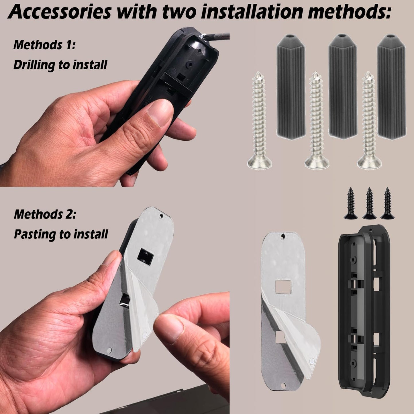 Adjustable (-45°to 45°) Corner Mount for Blink Video Doorbell, Fit for Both 1st Gen & 2nd Gen, Adhesive & Drill Accessories Included, Dual-use Wedge