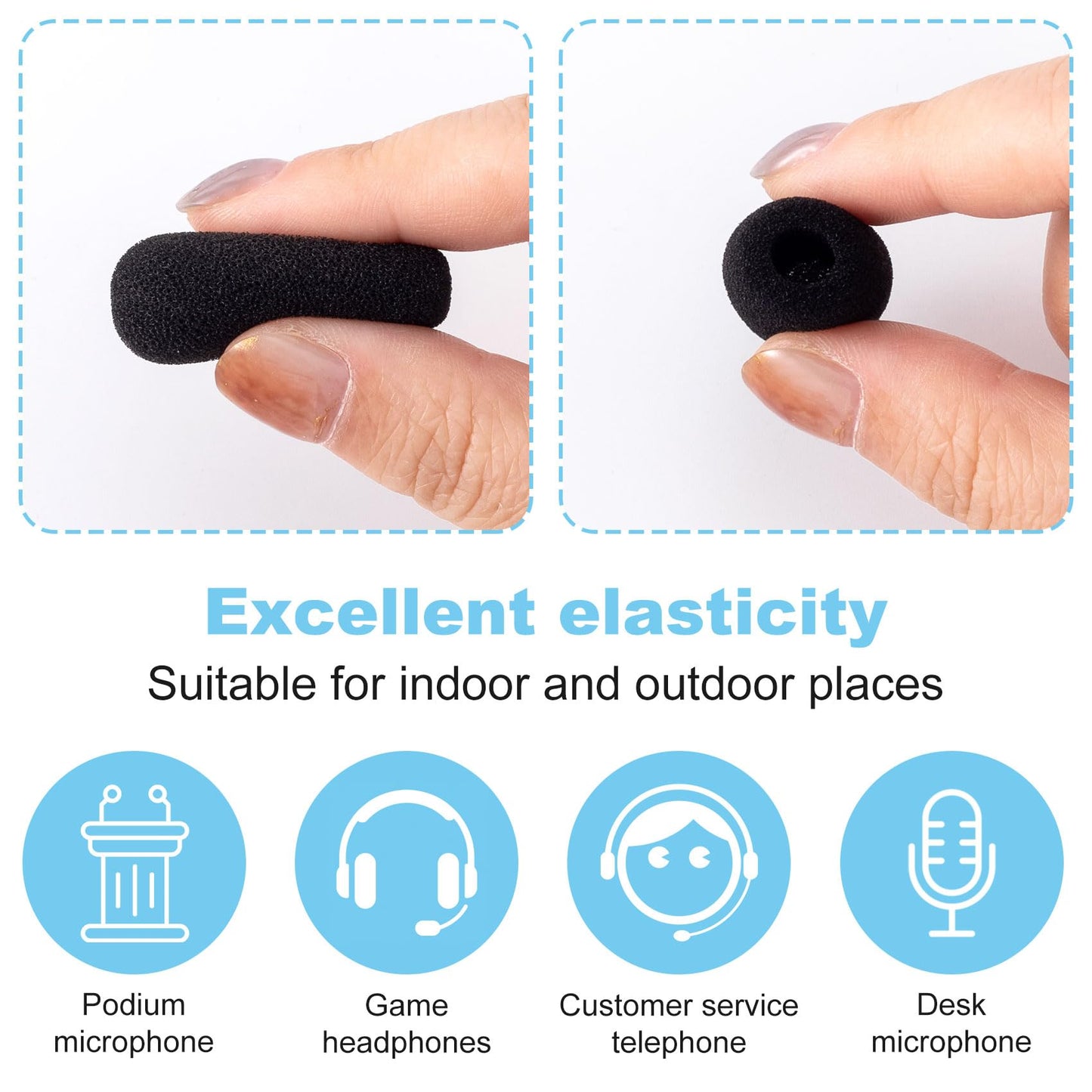 PAGOW 30 Pack Mini Foam Microphone Windscreens, High Density Mic Headset Cover, Small Size Lapel Mic Windscreen for Lavalier Microphones Noise